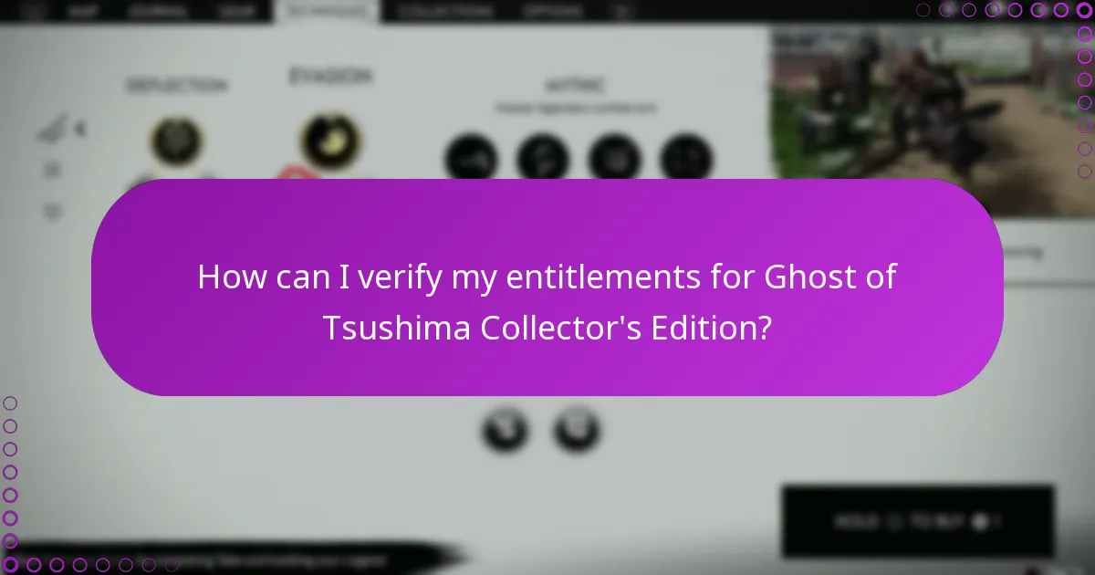 How can I verify my entitlements for Ghost of Tsushima Collector’s Edition?