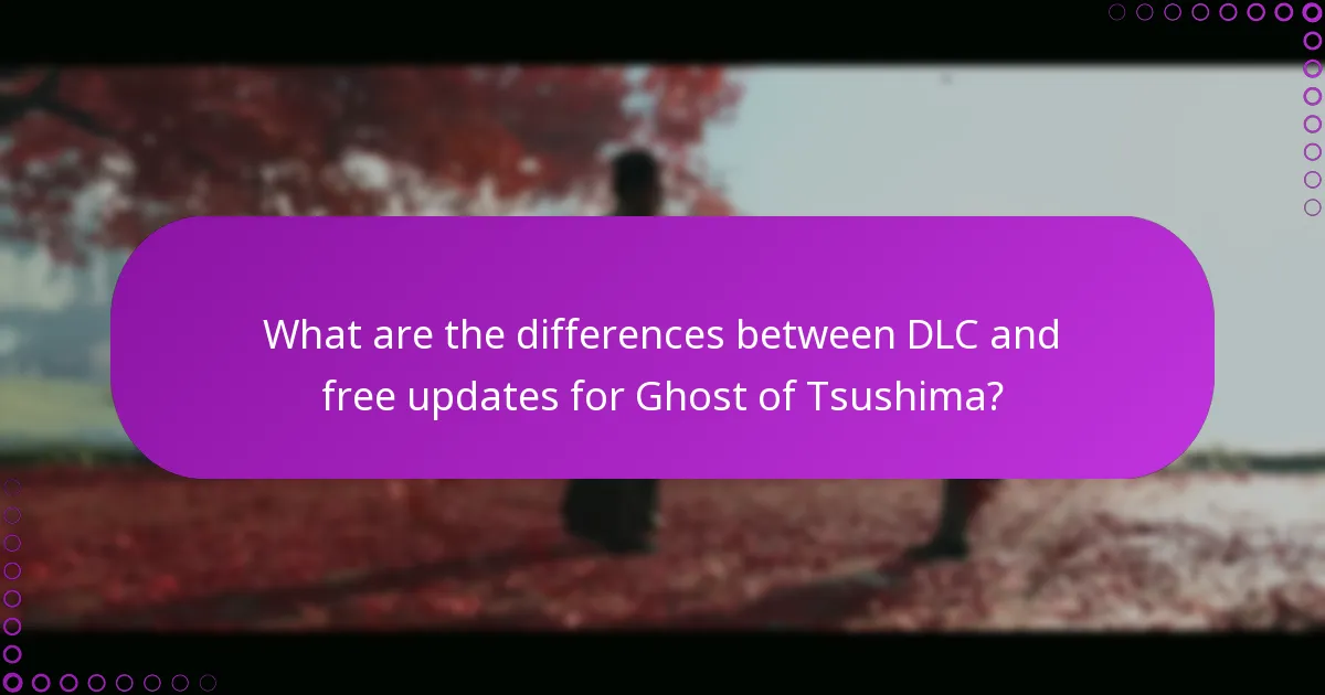 What are the differences between DLC and free updates for Ghost of Tsushima?